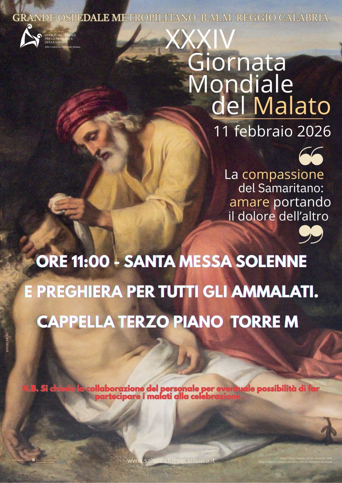 Domani, 11 febbraio, si celebre ala XXXIV giornata del Malato: ore 11.00 Santa Messa ...